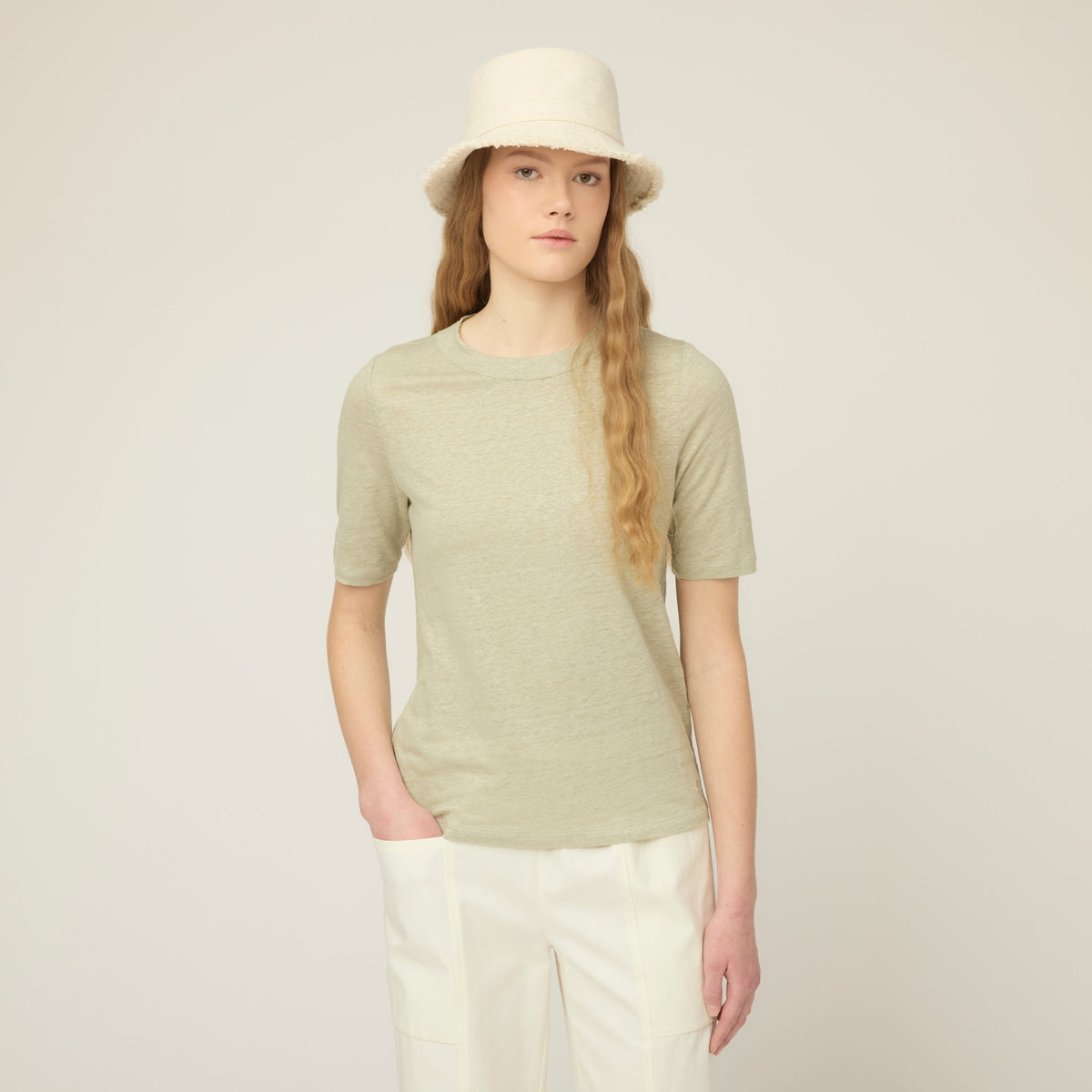 Linen Jersey Elbow Length Tee