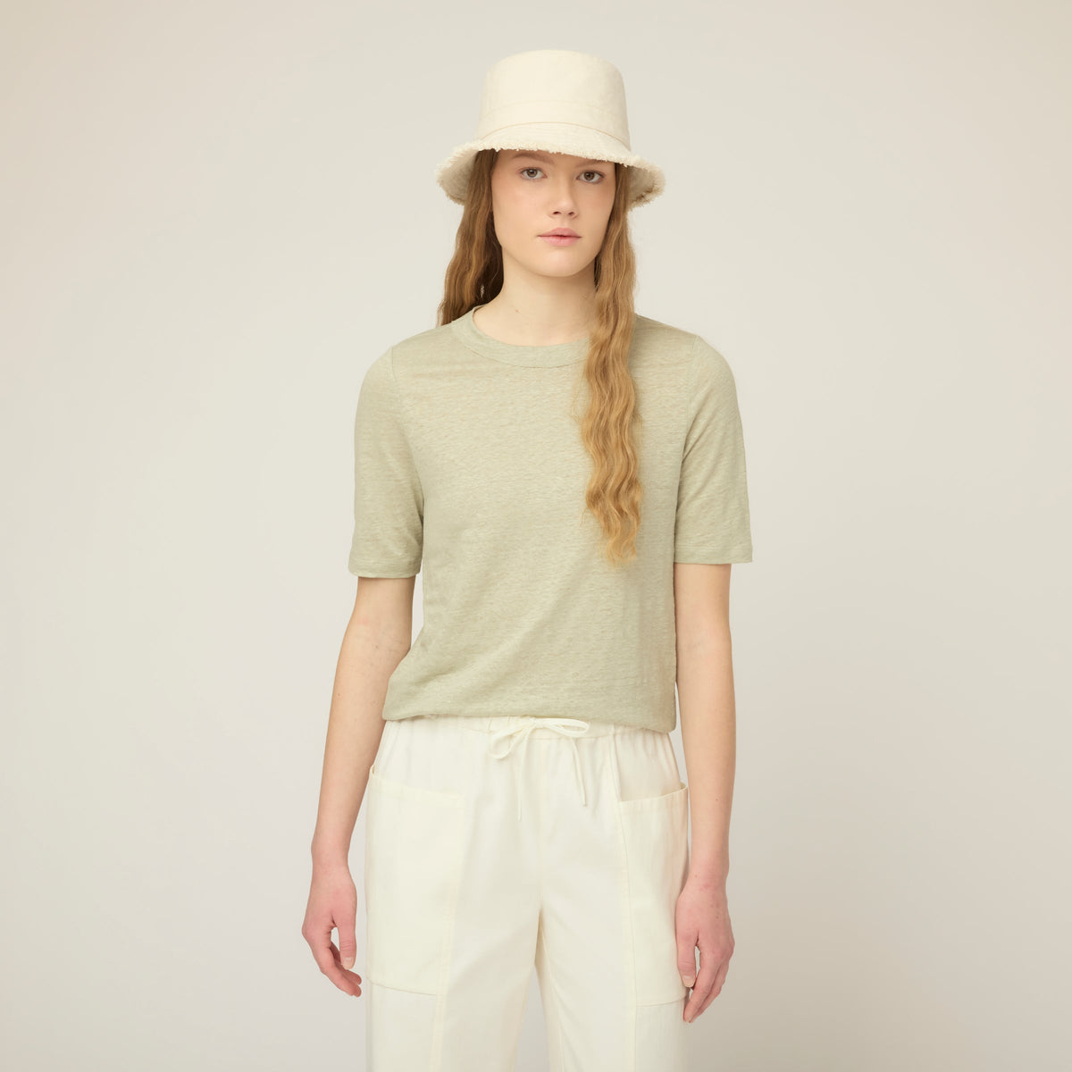 Linen Jersey Elbow Length Tee