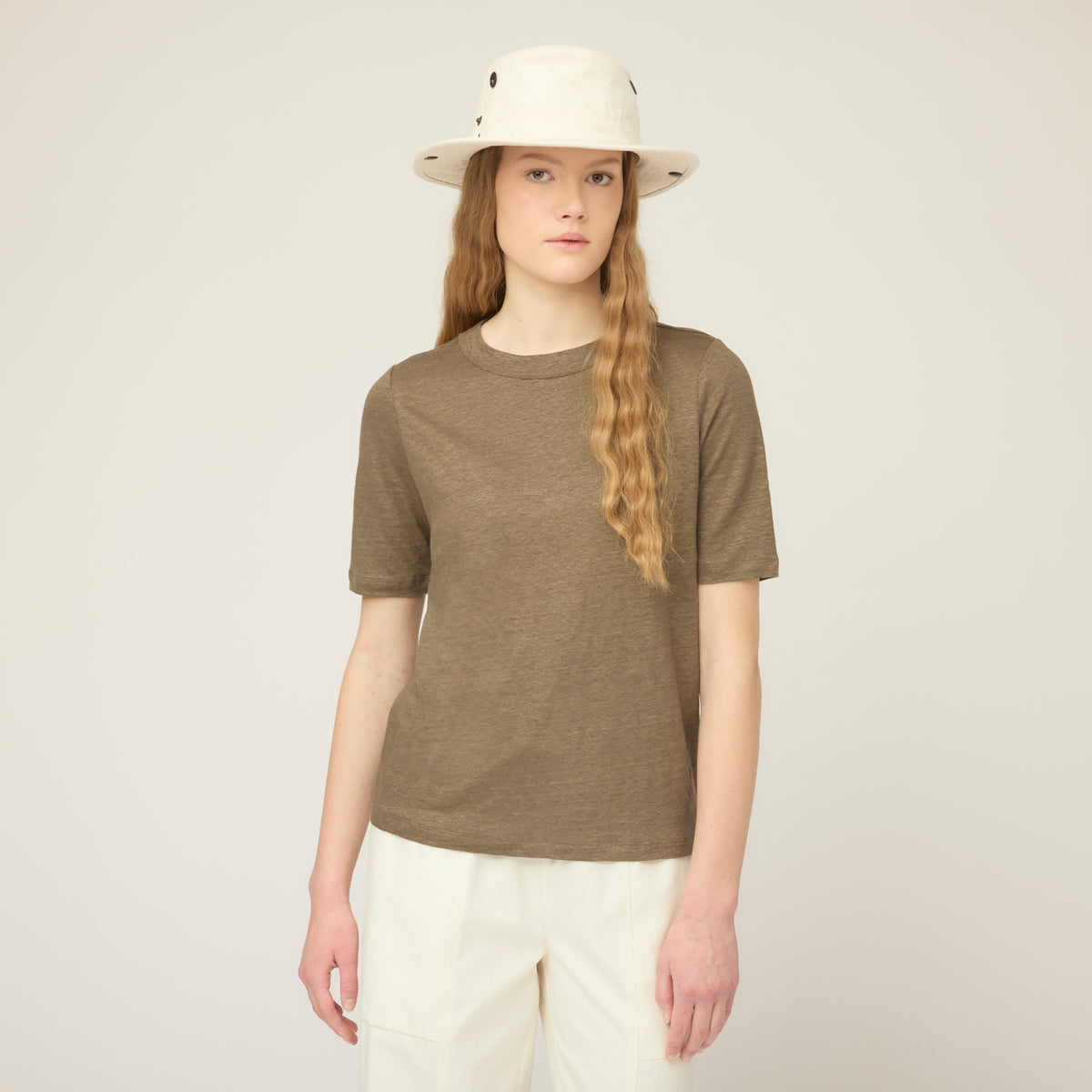 Linen Jersey Elbow Length Tee