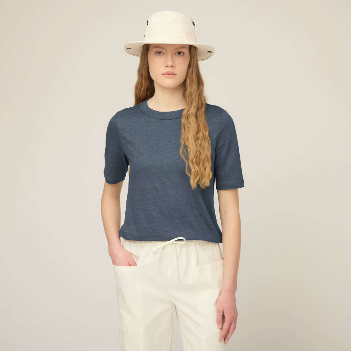 Linen Jersey Elbow Length Tee