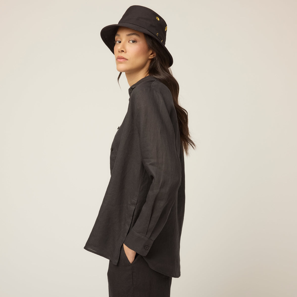 Linen Side Open Shirt