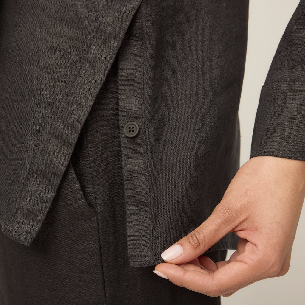 Linen Side Open Shirt