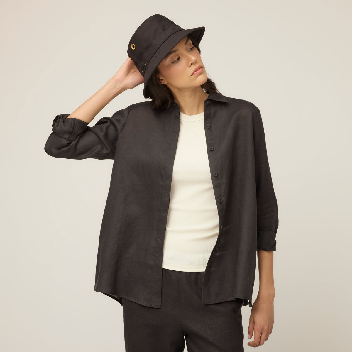 Linen Side Open Shirt