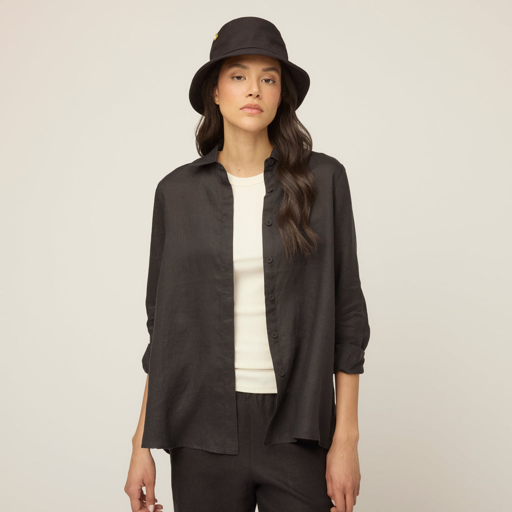 Linen Side Open Shirt