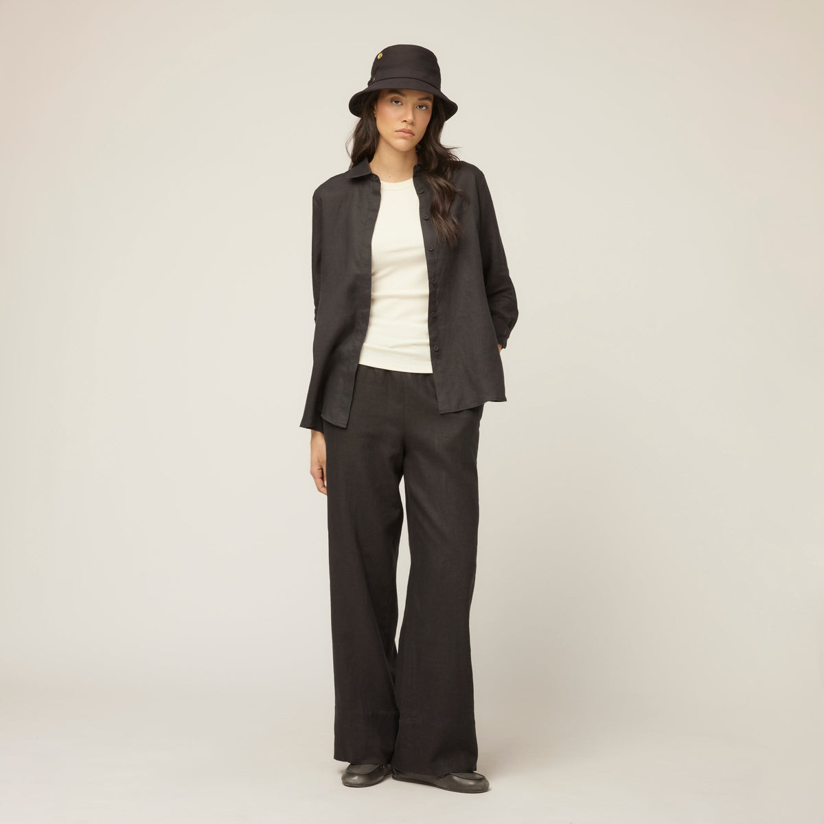 Linen Side Open Shirt