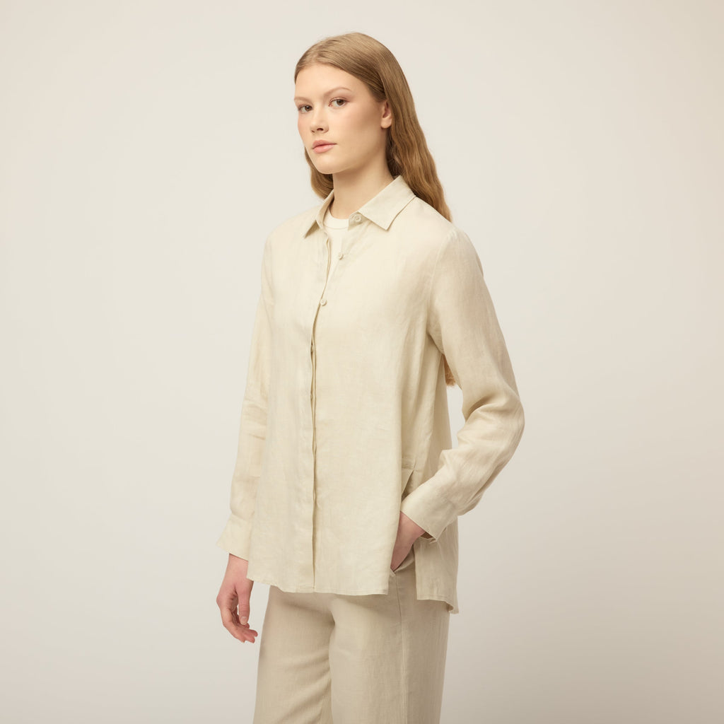 Linen Side Open Shirt