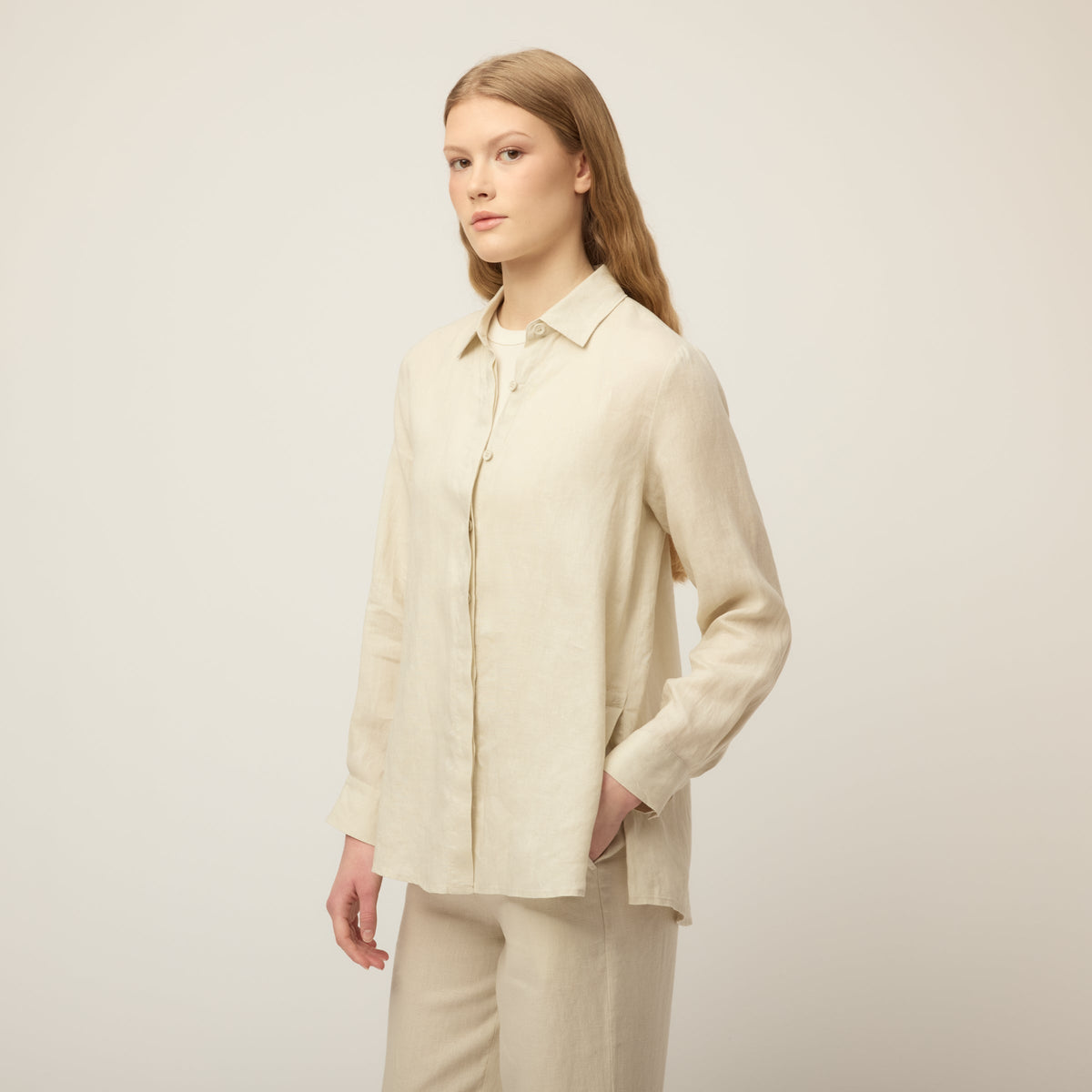 Linen Side Open Shirt