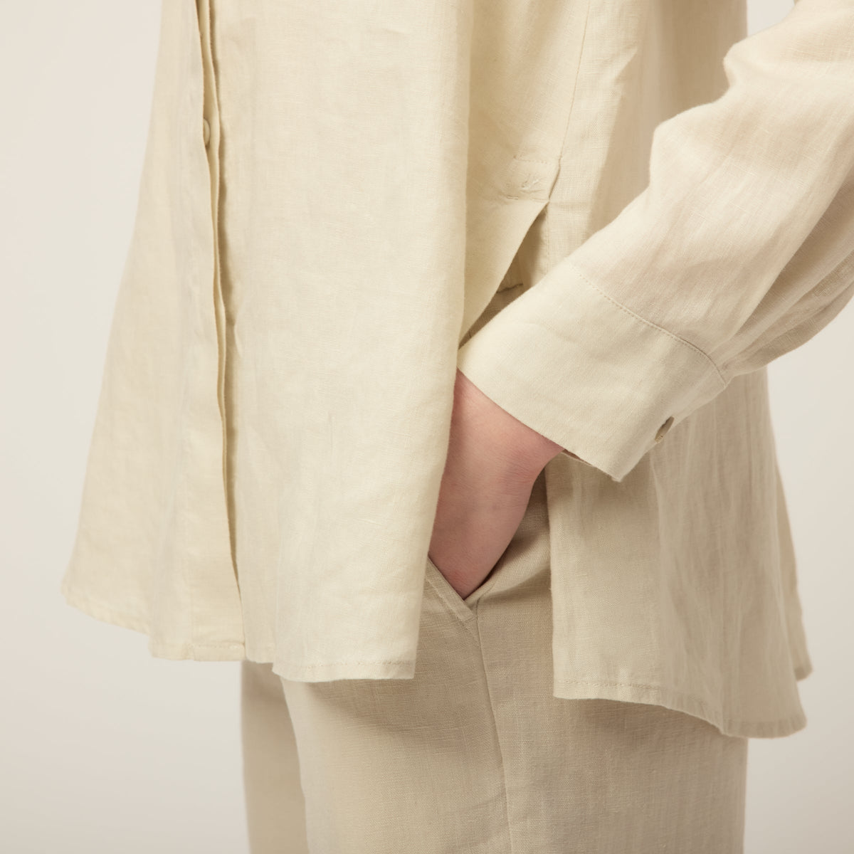 Linen Side Open Shirt