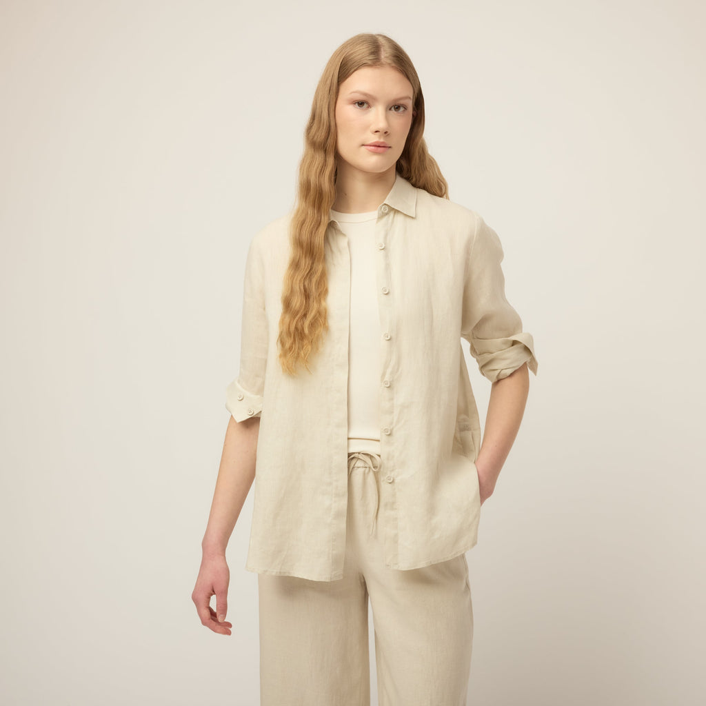 Linen Side Open Shirt