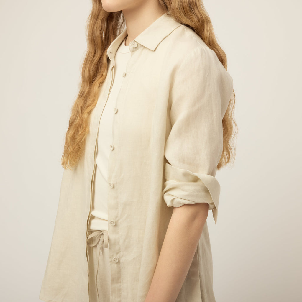 Linen Side Open Shirt