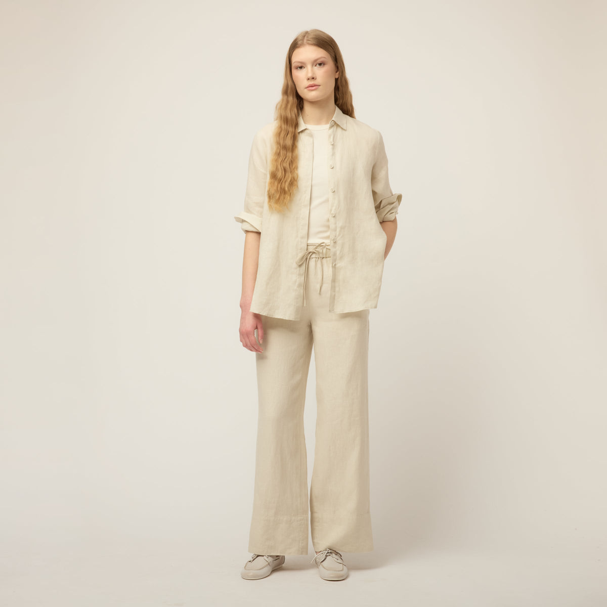 Linen Side Open Shirt