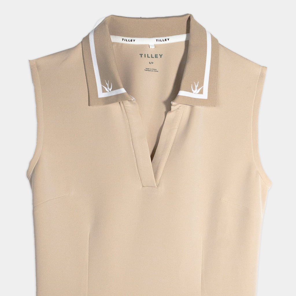 Contrast Collar Ruffle Dress