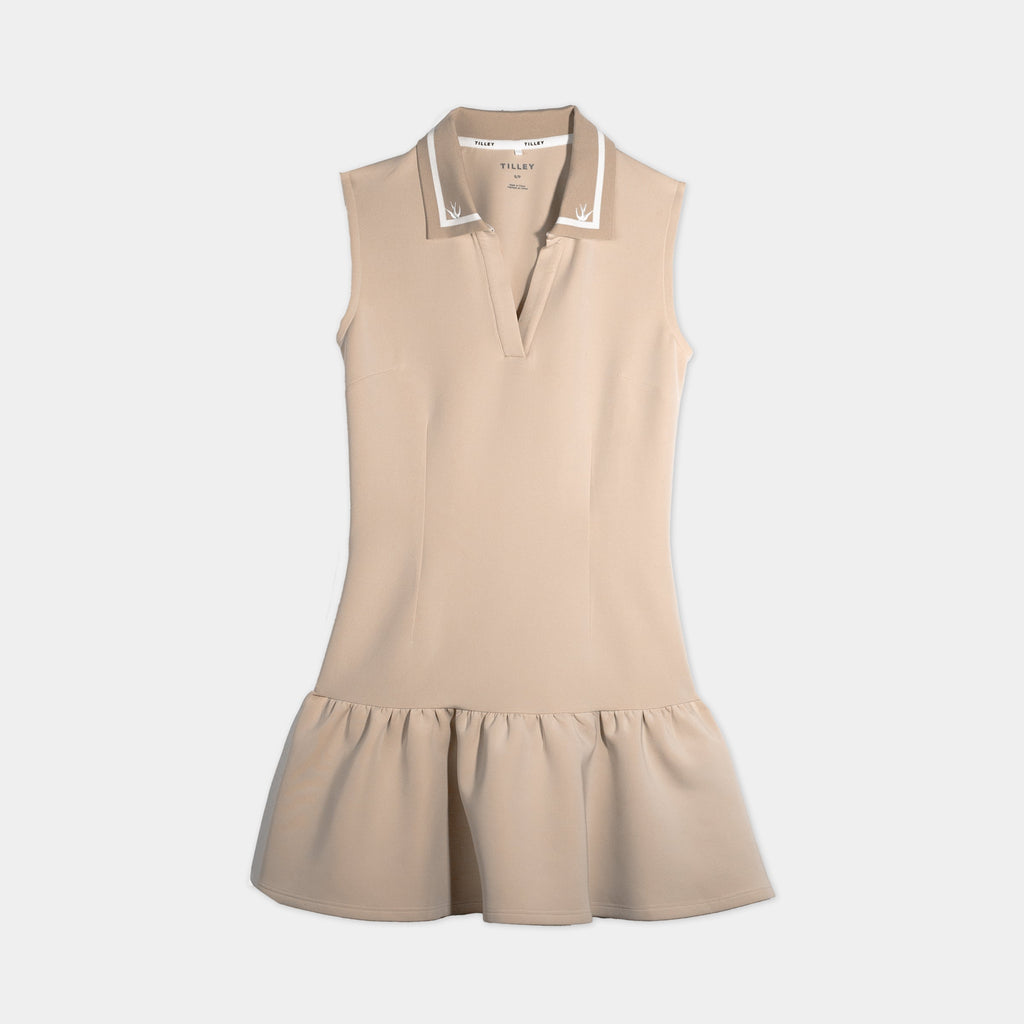 Contrast Collar Ruffle Dress