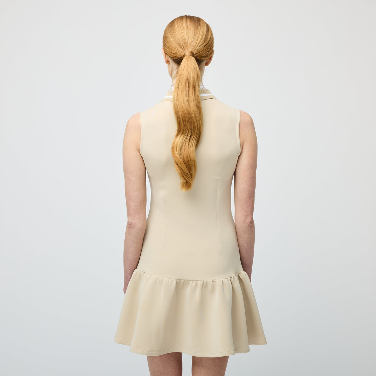 Contrast Collar Ruffle Dress