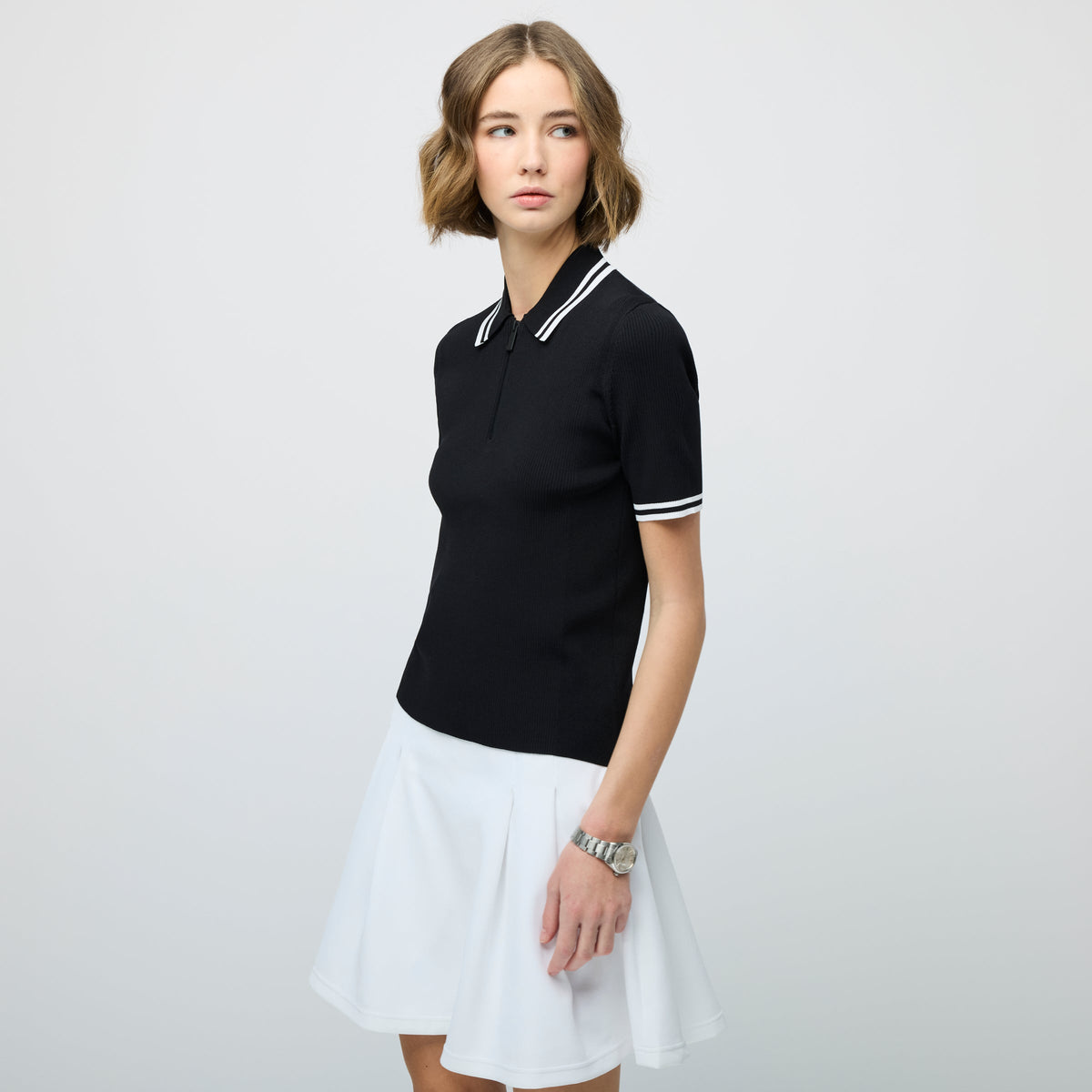 Stripe Zip Polo