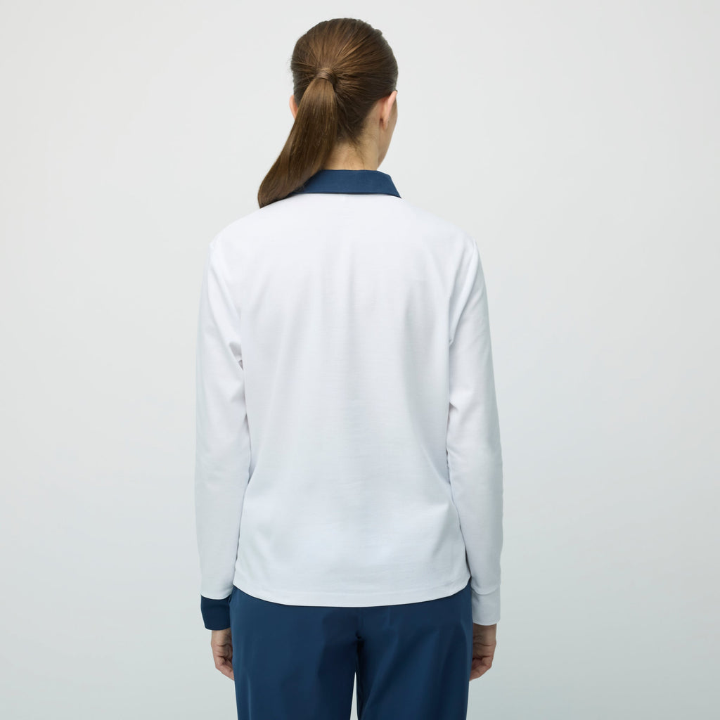 Preppy Pique Long Sleeve Stripe Placket Polo