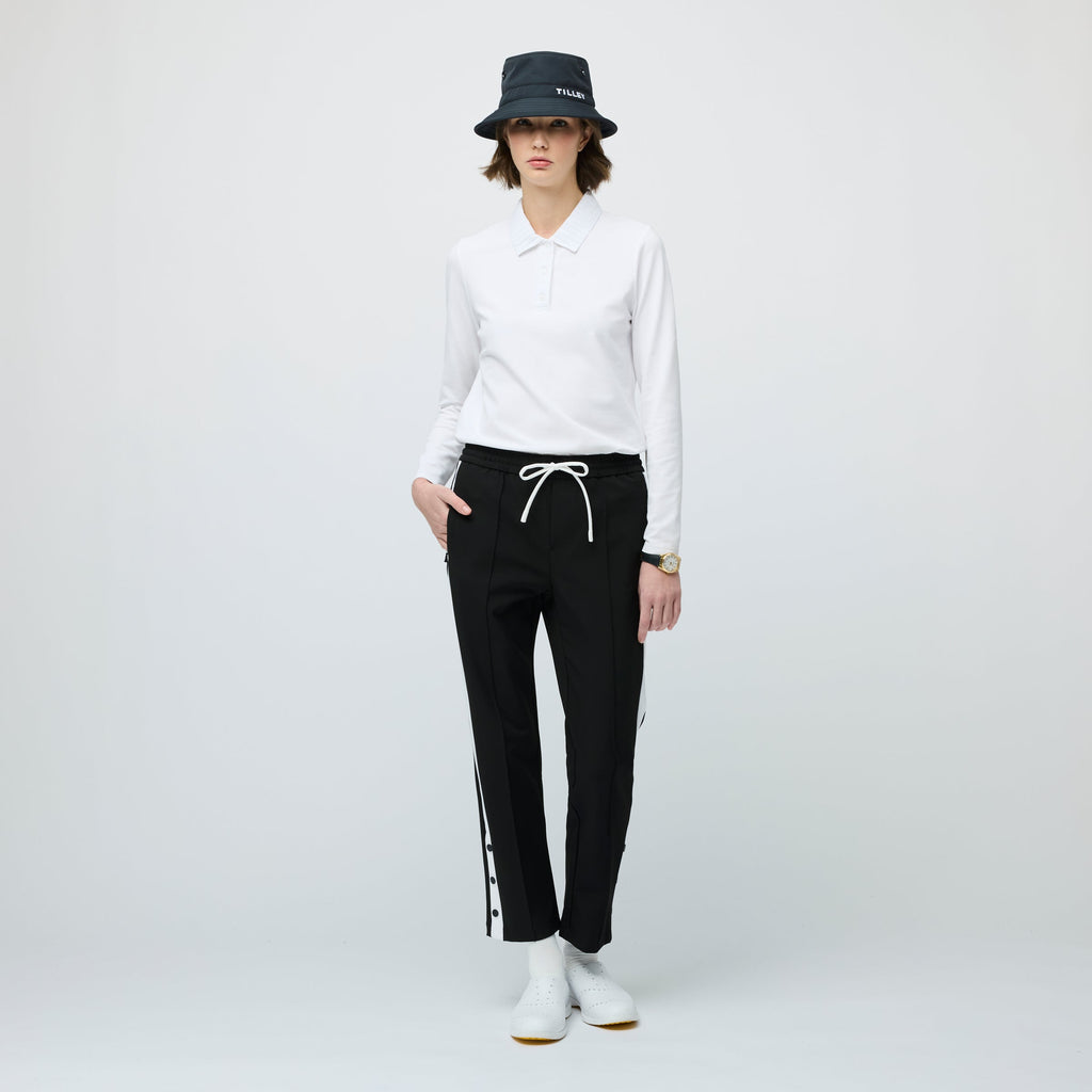 Long Sleeve Pleated Collar Polo